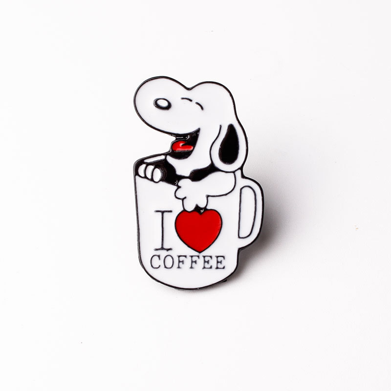 

Creative Anime Dog Brooch Pins Enamel Funny Coffee Cup Metal Brooches for Girls Gift Jewelry Cartoon Animal Badges Denim Shirt Pin