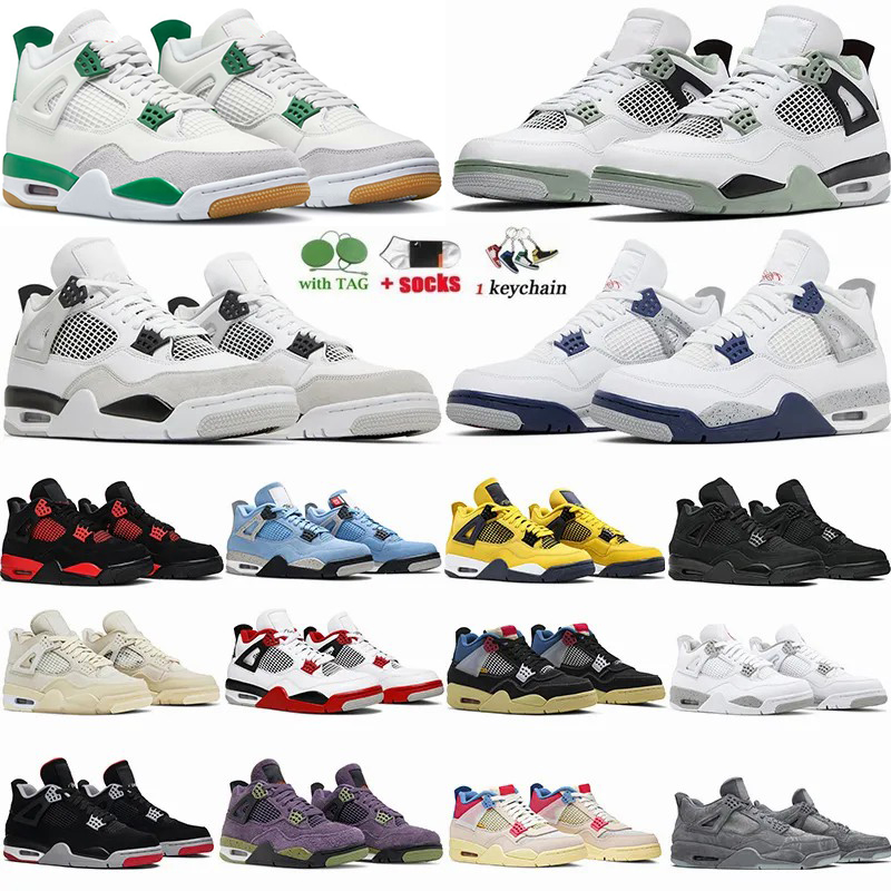 

Jumpman 4 Basketball Shoes SB Pine Green Military Black Cat Midnight Navy Craft Photon Dust Sail Thunder Fire Red Seafoam Mens Woman Sneakers Dhgate J4 4s Trainers