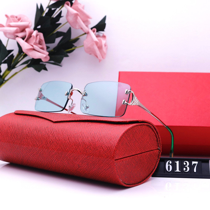 

Blue Mens Designer Sunglasses for Women Man C Decoration Wire Frame Sunglasses Rimless UV400 Carved Men Carti Glasses Outdoors Goggle Summer Traveling Eyeglasses