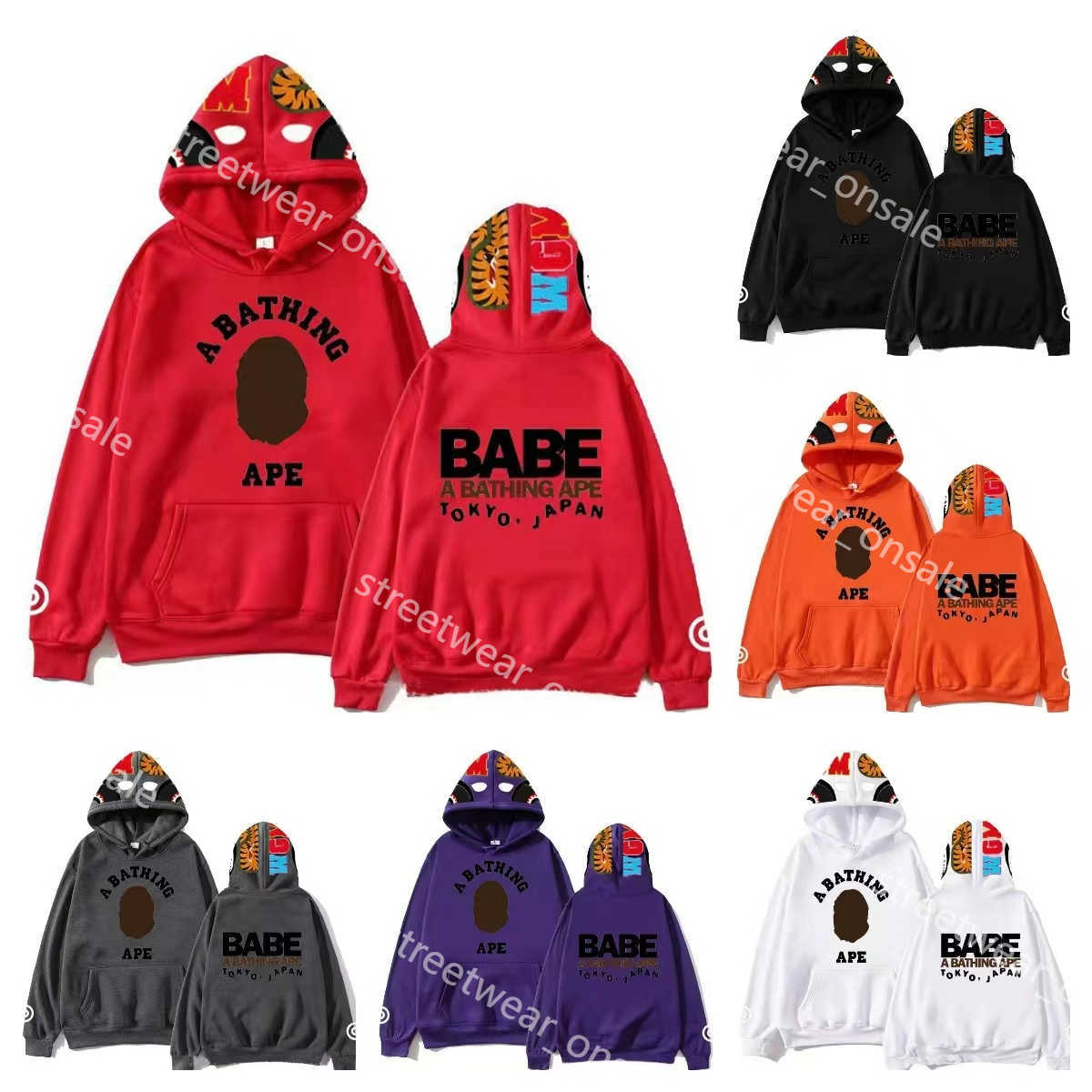 

Bpe Designer Ape Hoodies for Men Babe Solid Color Shirts Streetwear Black Hoodie Boys Cool Fashion Couple Lovers Top Clothing D12, 13
