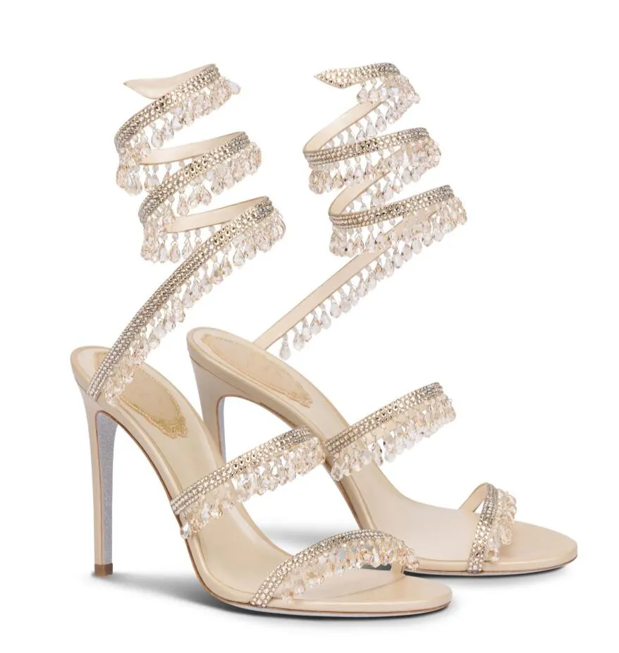 

Summer Luxury Chandelier Sandals Shoes Stiletto Heels Evening Spiral Wraps Strap Caovillas Gladiator Sandalias Exquisite Wedding,Party,Dress,Evening