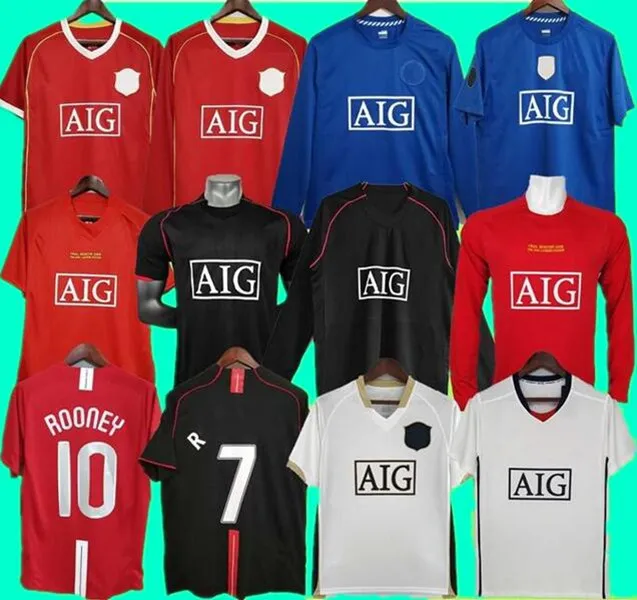 

MANCHESTER RETRO soccer jerseys Man Utd 2006 2007 2008 2009 ROONEY FOOTBALL SHIRTS 06 07 08 09 Vintage NANI VIDIC BERBATOV ANDERSON TEVEZ GI, 07/08 long sleeve