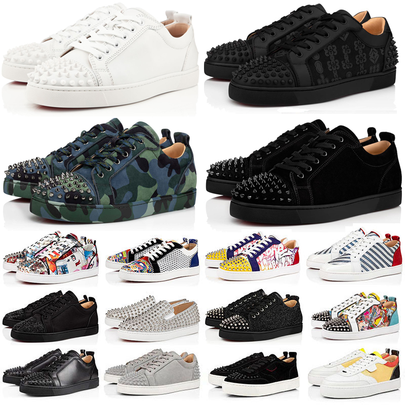 

Designer Low Dress Shoes Casual Shoes Sneakers Black White Camo Green Glitter Grey Pink Red Patent Leather Suede Mens Spikes Trainers Sports Shoe Sneaker With Box, Color#23