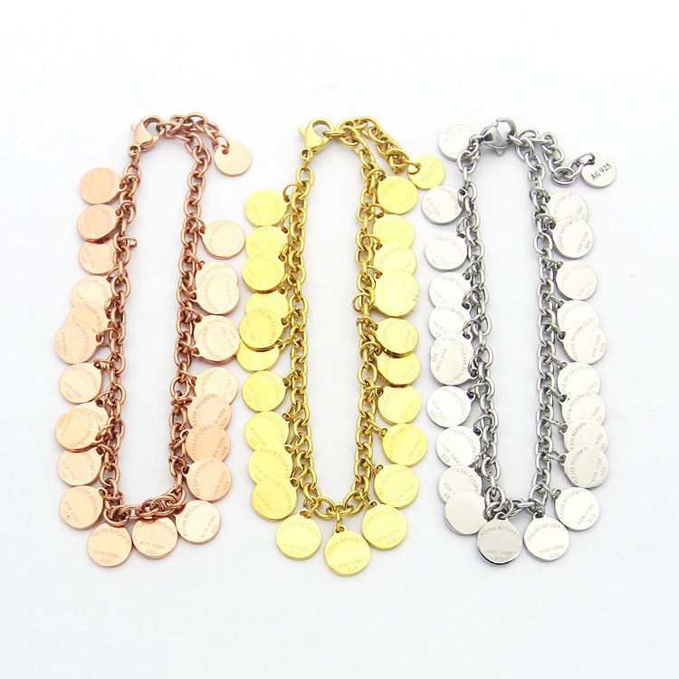 

tiffany Womens Multi round card Bracelets hand Chain Designer Jewelry Chain Mini Bracelet as Wedding Christmas Gift