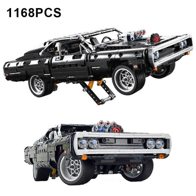 

Model Building Kits 1168PCS Technical Dodge Charger Racing Car Model Building Blocks 42111 Bricks Toys in Movie Fast Furious Gift For Boys Kids Z0309