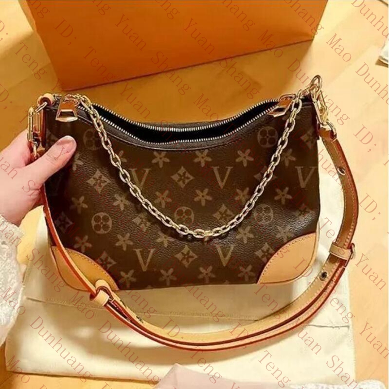 

Womens Designers Bag Boulogne Croissant bag chain crossbody Women handbag Purse 5A Top Quality Brown flower Leather Messenge Cross body One Shoulder Bag, Extra fee (are not sold separat)