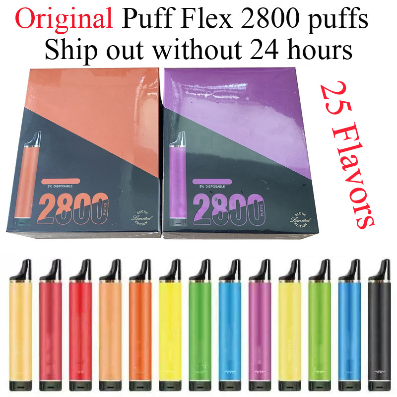 

Original Puff Flex Disposable vape 2800 puffs cigarette Vape Pen With 850mAh Battery 8ml Cartridge Vapor device 25 flavors no need Pay duty Fastest delivery