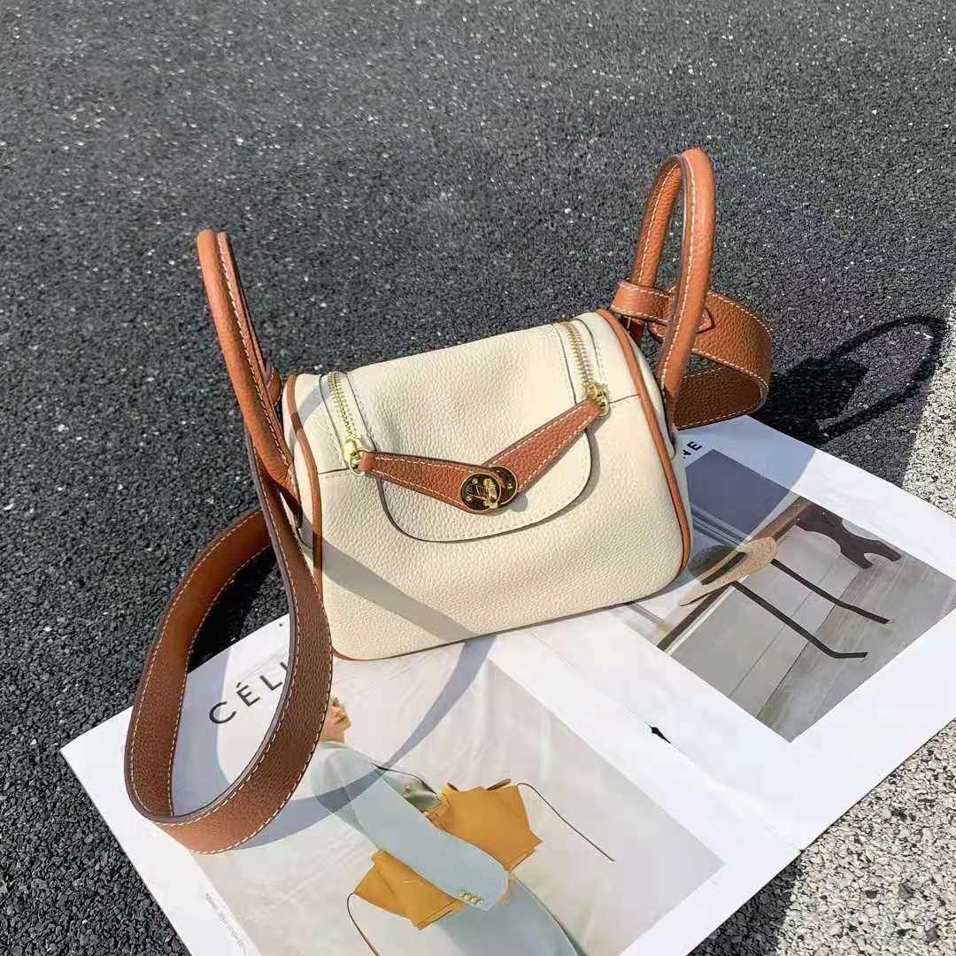 

Bags Original Designer Female Luxury bag New lychee pattern cowhide Lindys pillow fashion wide shoulder strap single messenger doctor 2 BG4V, Elephant grey