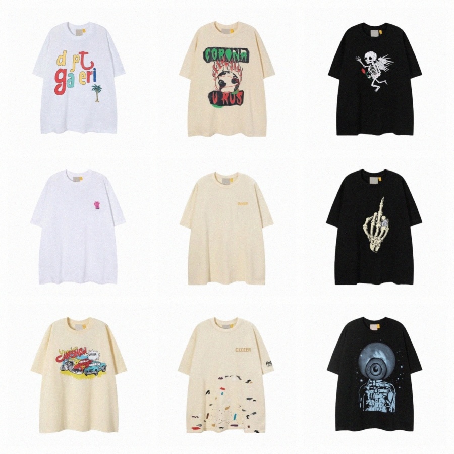 

Womens Designer t Shirts 23ss Galleryes Depts Top Graffiti Short Sleeves Skeleton Car Print t Shirts Round Neck Pullover Couple Tee Cotton High Stree, 66
