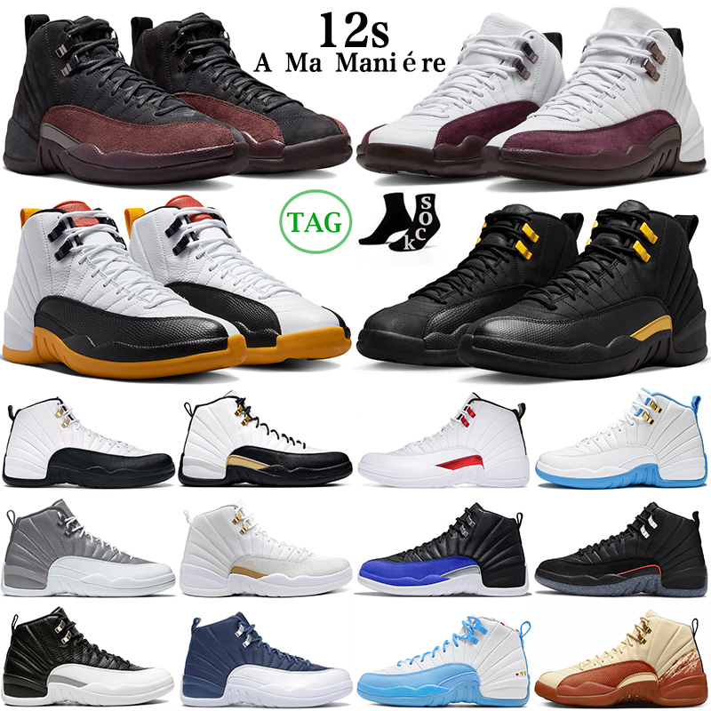 

Jumpman 12 12s Basketball Shoes for Men Women Black Taxi Playoffs Utility University Blue Stealth Royalty Reverse Hyper Royal mens trainers outdoor sports sneakers, Villain red