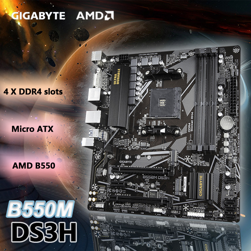 GIGABYTE New GA B550M DS3H Micro-ATX AMD B550 DDR4 4733(O.C.)MHz M.2 USB 3.2 128G Double Channel Socket AM4 Motherboard-image-848714767
