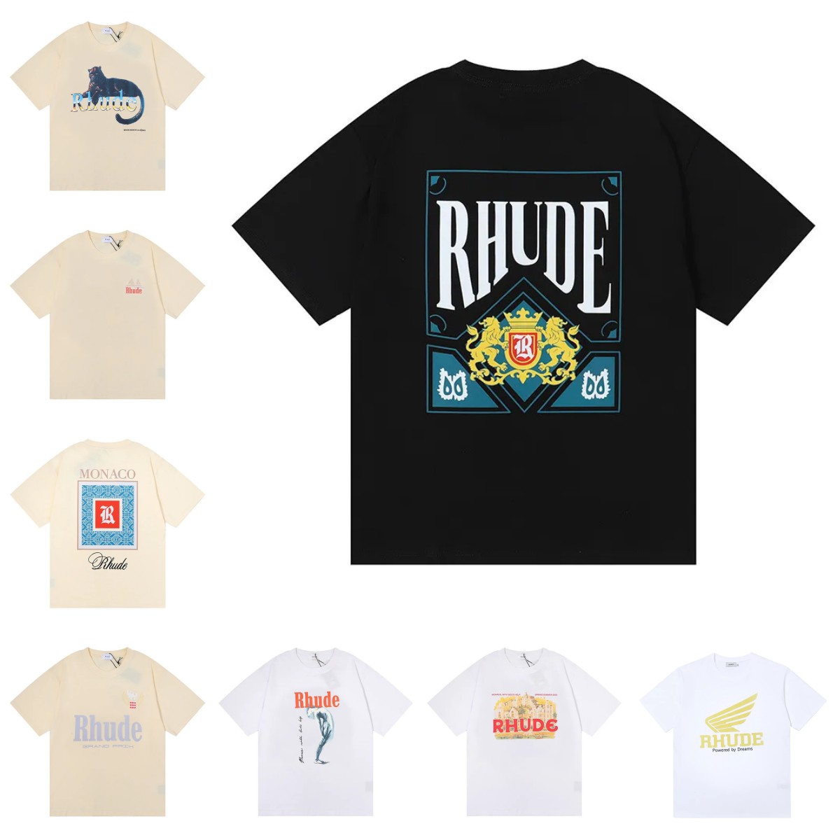 

23ss Rhude Mens T shirt High quality Tess Designer Casual Fashion Short Sleeve Europe America Men Women Round neck Tshirts US Size S-XXL