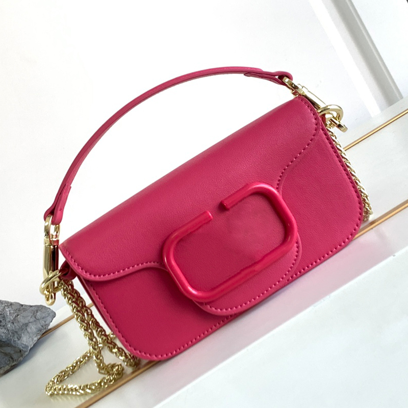 

Brand Name luxury Bag Large Metal Calfskin LOCO Handbag One Shoulder Bag Women's Bag Luxury Designer Gold Metal Chain Crossbody bag Purse Clutch bag, Peach
