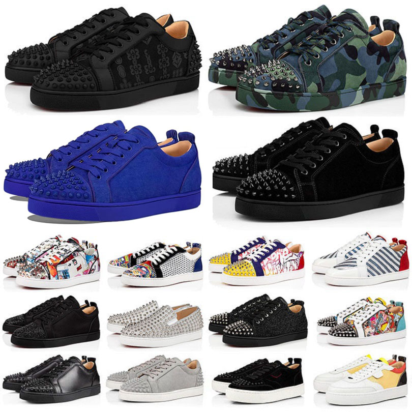 

2023 Dress shoes Designer low men Black White Camo Green Glitter Grey Rivets leather suede mens fashion spikes Office Career Wedding trainers shoe sneakers 35-47, 23