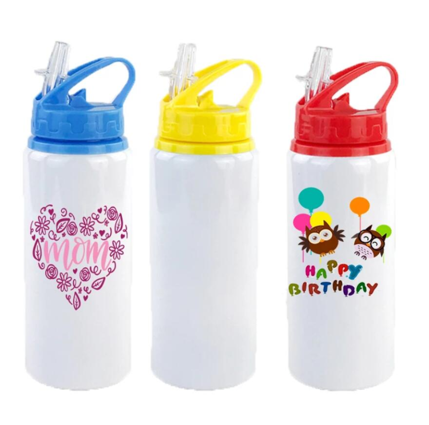 

Portable 600ml Sippy Cups DIY Sublimation Blanks 20oz Water Bottle Kids Sport Tumbler Aluminum Mug Drinking Cup With Straws Lids FY5406 bb0310