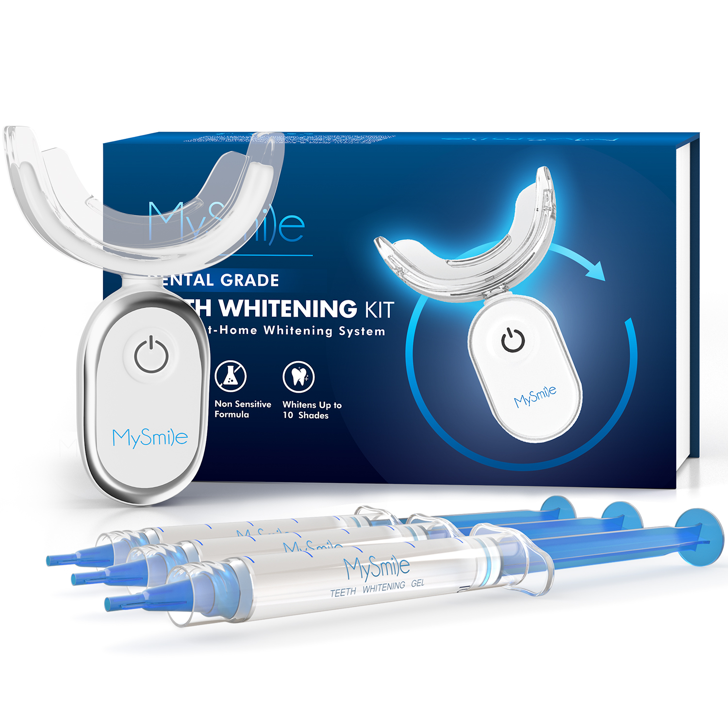 

MySmile Teeth Whitening Kit with LED Light, 10 Min Non-Sensitive Fast Teeth Whitener with 3 Teeth Whitening Gel, Enamel Safe and Non-Toxic for Whiter Teeth