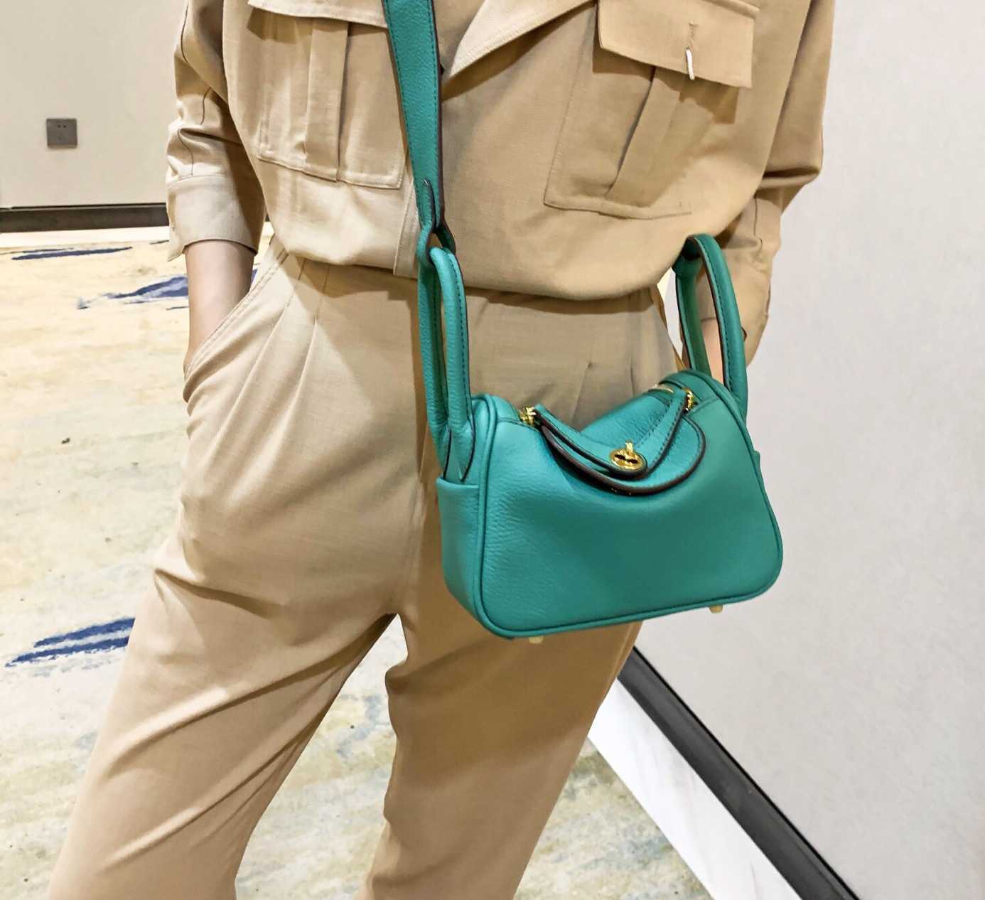 

Designer Original Luxury New Bags Lindys bag mini pillow wrap top layer togo cowhide women's single shoulder messenger doctor's 36CJ, Linen blue