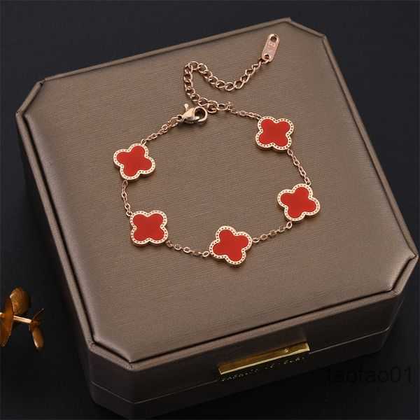 

Designer Love Braceletes Bracelets 4/four Leaf Clover Bracelet Gold Plate Fill Stainless Steel Agate Flowers Traditional Charm Lobster Linkzpqy