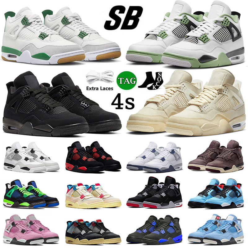 

Jumpman 4 Pine Green Basketball Shoes Men Womens Seafoam Red Doernbecher Blue Thunder Military Black Cat 4s IV Cactus Jack Craft Offs White Sneakers Big Size 13, 36-47 1 sail