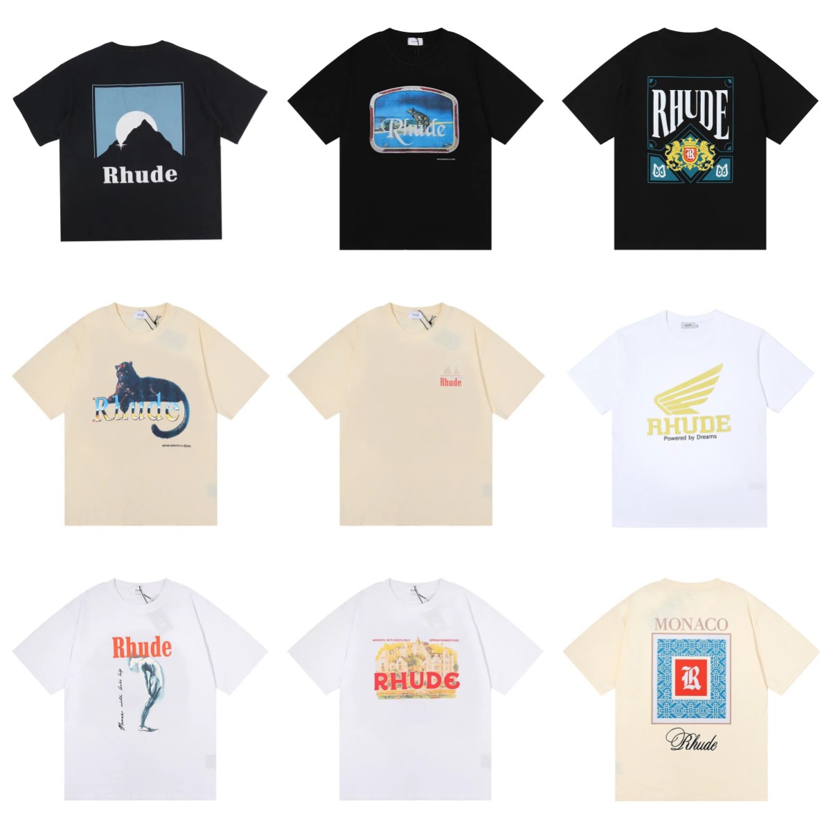 

Ins Hot 23ss Spring Summer American Luxury Rhude shirt Skateboard Mens designer t shirt Women Men Casual t-shirt good mens Tshirt US SIZE