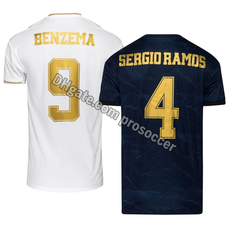 

Real Madrids 19/20 Benzema Ramos Modric Soccer Jerseys Football Shirt, 19-20 away