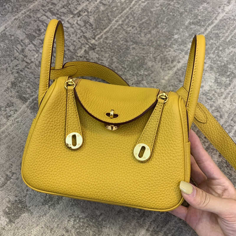 

Bags Original Designer Handmade Luxury Lindys bag togo head layer cow leather doctor pillow single shoulder diagonal cross portable mini I10I, Elephant grey