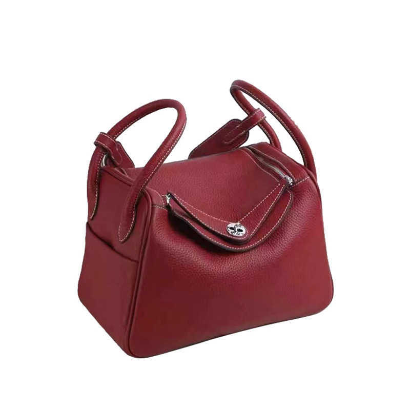 

Designer Original Luxury 2023 Bags bag Women's high-grade leather Lindys Soft head layer Cowhide doctor Mini portable pillow 8 AWZ6, Wine red