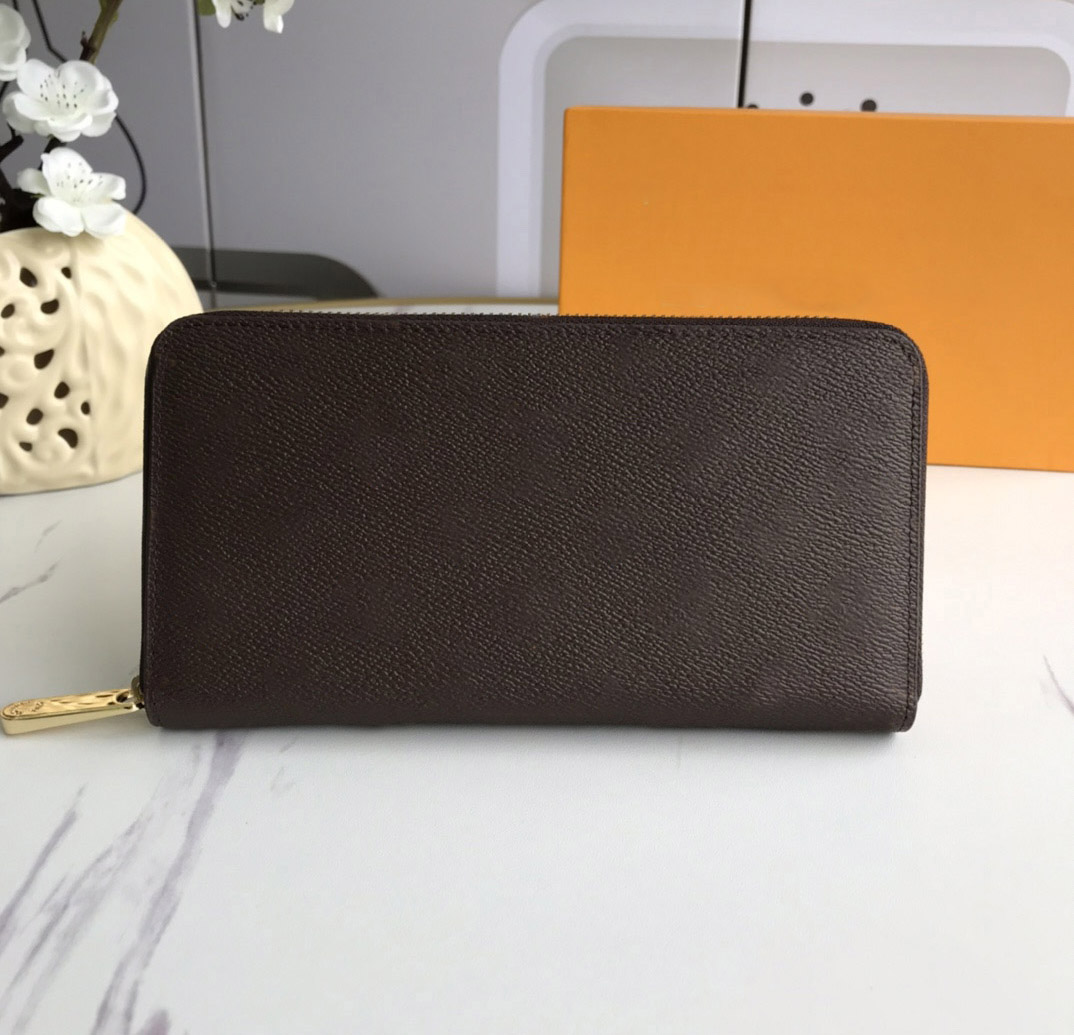

Fashion designer wallet luxury zipper purses men women slim money clutch Highs quality Monograms trendy wallets long plaid card holders with original box dust bag, 60017#brown plaid-pink inside