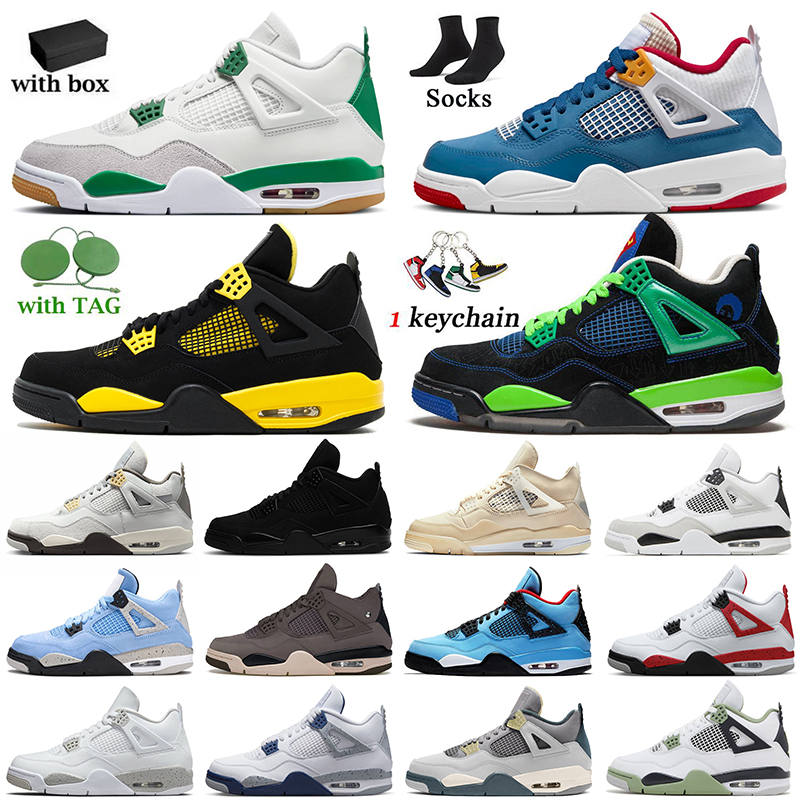 

Jumpman 4 4s Running Basketball Shoes White Oero Black Cat Pine Green Bred University Blue Unionnoir Fire Red Pure Money Metallic Sneakers dhgate Men Women Trainers, D52 midnight navy 36-47