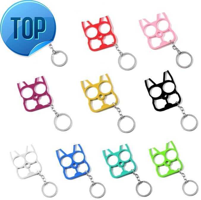 

10 Colors Multifunctional Defense Cat Keychain Cartoon Cats Finger Tiger Set Two Buckle Self-defense Broken Windows Machine Buckle Pendant