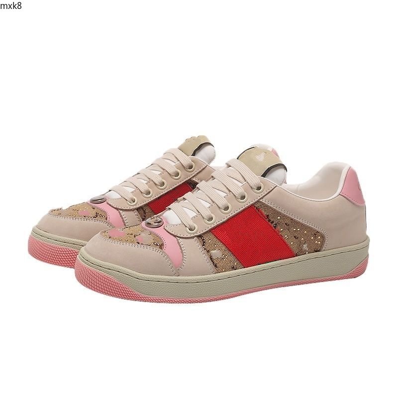 

Lovelight Screener sneakers crystal ladies sneaker shoes Webbing Sneakers Designer Stripe Fashion Dirty Leather Lace-up Tennis Shoe Fabric for women asmkj 0000005