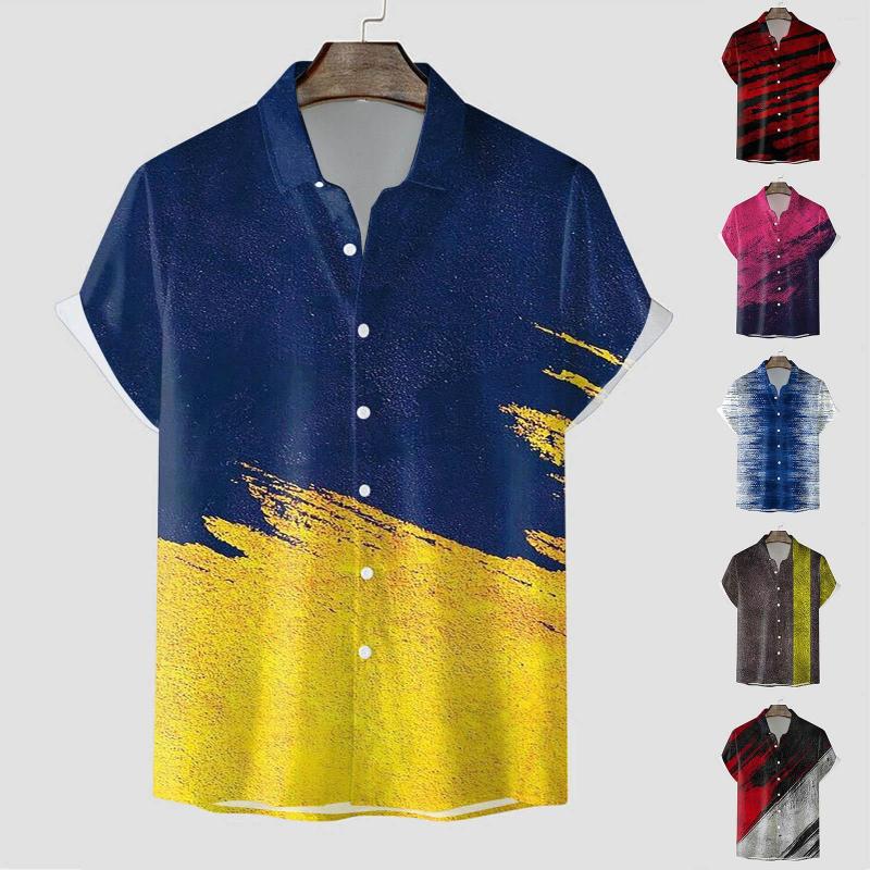 

Men's T Shirts Men Summer Fashion Top Shirt Seaside Leisure Beach Printed Elegant Button Blouse Fitness Tees Basic Tee, Black