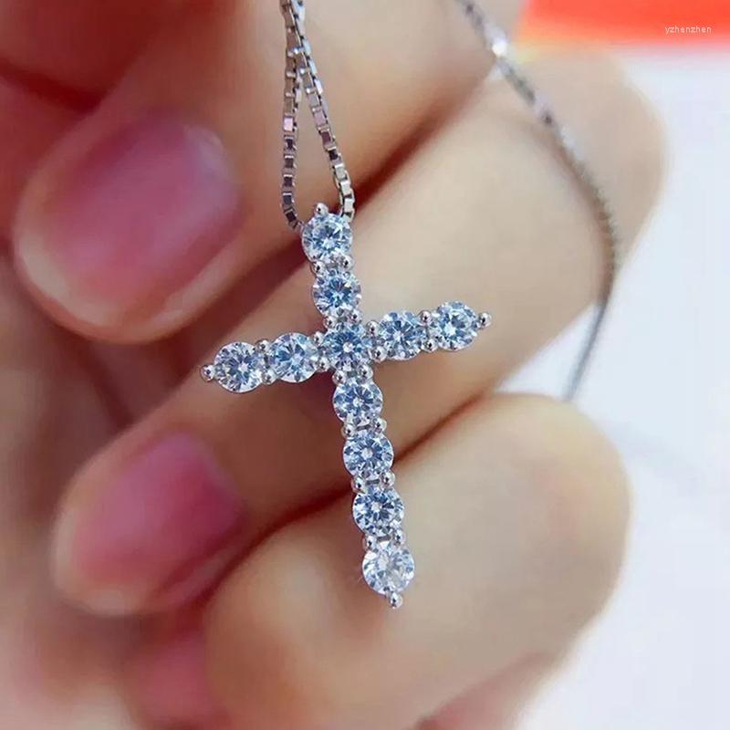 

Pendant Necklaces Moissanite Necklace Cross Pendants For Women Engagement Bridal Fine Jewelry