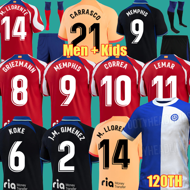 

120 year anniversary soccer jerseys 22 23 MEMPHIS 2022 2023 M. LLORENTE Correa camiseta football shirts uniforms men kids kit GRIEZMANN CARRASCO Atletico MadridS, Third