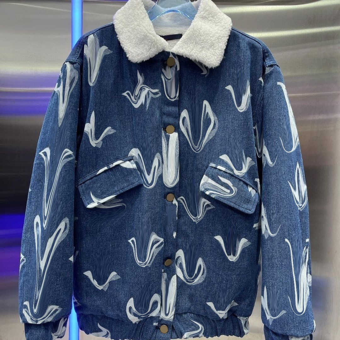 

23ss designer brand jackets coats Womens warm denim lamb jacket winter lapel Pocket Fashion Trend womens clothing, Royal blue