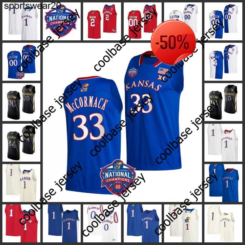 

2022 NCAA Final Four 4 Custom KU Kansas Jayhawks Basketball Jersey 2 Christian Braun 44 Mitch Lightfoot 20 Michael Jankovich 31 Cam Martin, Red