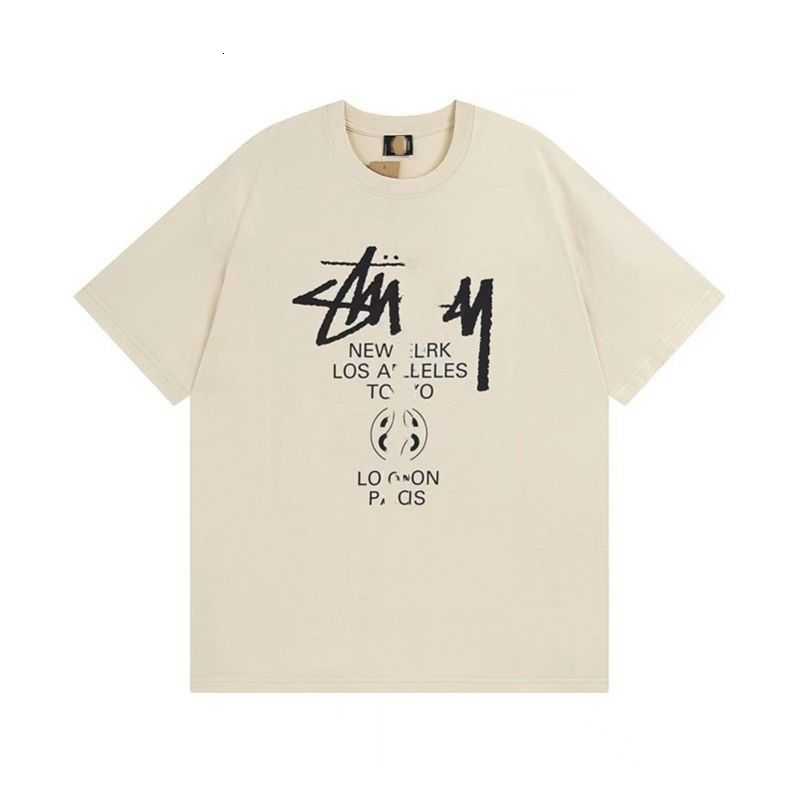

Designer Luxury fashion brand stussys Classic Mens And Womens T Shirt Dice pattern printed alphabet Summer High Street Trend Tee C321DXZ, Beige