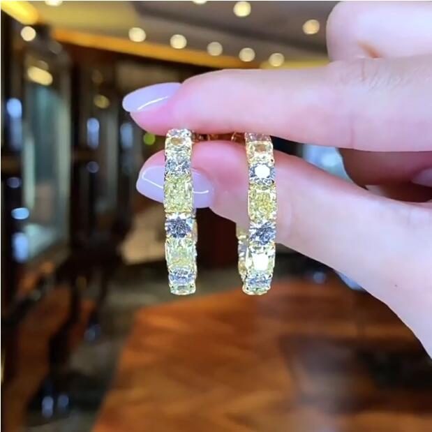 

Handmade Hoop Earring AAAAA Zircon Charm White Gold Filled Party Wedding Earrings Cuff for Women Men Promise Engagement Jewelry Gift