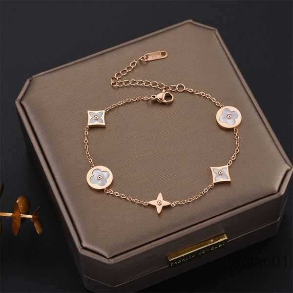 

Designer Love Braceletes Bracelets 4/four Leaf Clover Bracelet Gold Plate Fill Stainless Steel Agate Flowers Traditional Charm Lobster Link2gwl