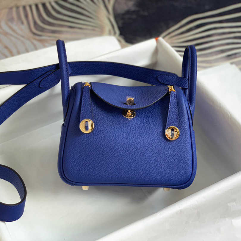 

High Luxury Bags Original Designer order TOGO cow leather mini Lindys bag doctor lychee pillow single shoulder messenger M2SL, Denim blue