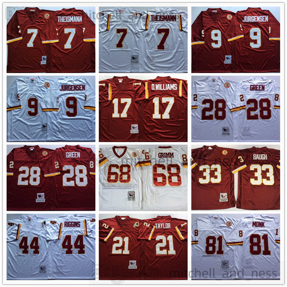 

Mitchell and Ness College Football 7 Joe Theismann Jersey Vintage 9 Sonny Jurgensen 28 Darrell Green 44 John Riggins 68 Russ Grimm 81 Art Monk 70 Sam Huff Doug Williams, Aspicture