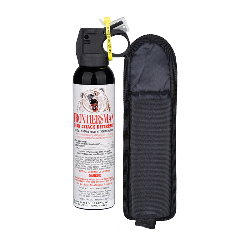 

SABRE Frontiersman 9 2 oz Bear Spray with Belt Holster a compass