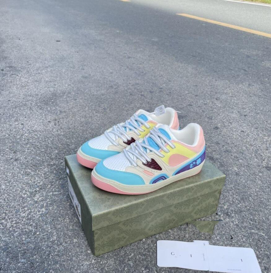 

Top small dirty shoes Designer casual shoes Screening sneaker board women's sneakers classic blue pink crystal stripes low-top real leather shoes