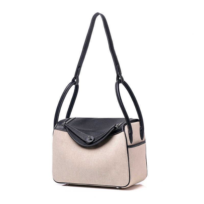 

Designer Original Luxury New Bags Lindys bag Canvas with top layer Cowhide large Portable single-shoulder doctor Medicine box Pillow WKR6, Black large