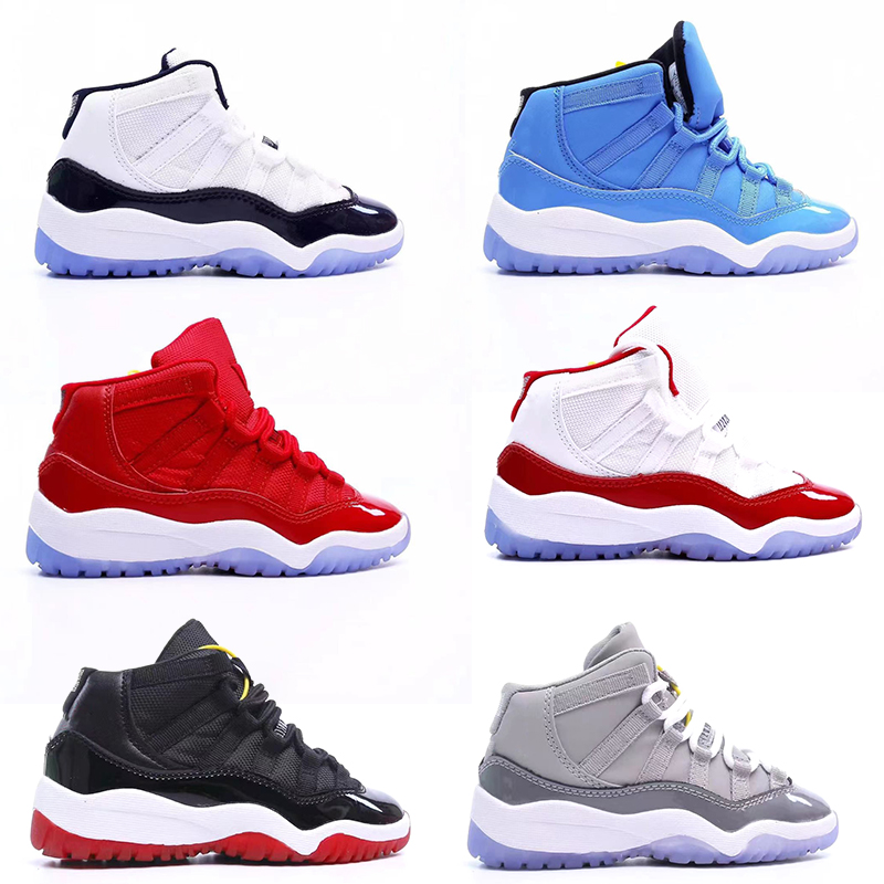 

designer infant Kids Shoes TD Cool Grey 11 XI Sneaker Concord Space Jam Metallic Silver Pink Jumpman Snakeskin Bred Legend Blue Children Boys Girls Basketball Shoes