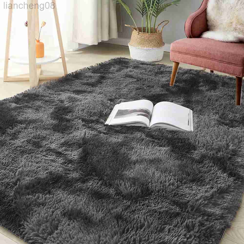 

Carpets Gray Carpet for Living Room Plush Rug Bed Room Floor Fluffy Mats Anti-slip Home Decor Rugs Soft Velvet Carpets Kids Room Blanket W0310, Color 3