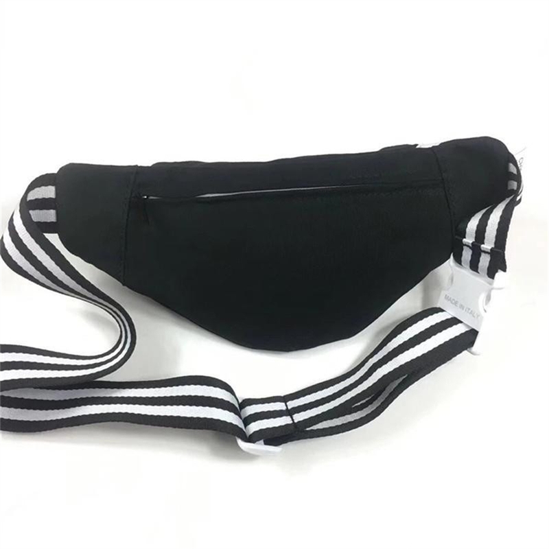 

NEW style waist bag black canvas white embroidery belt bag good quality sport purse