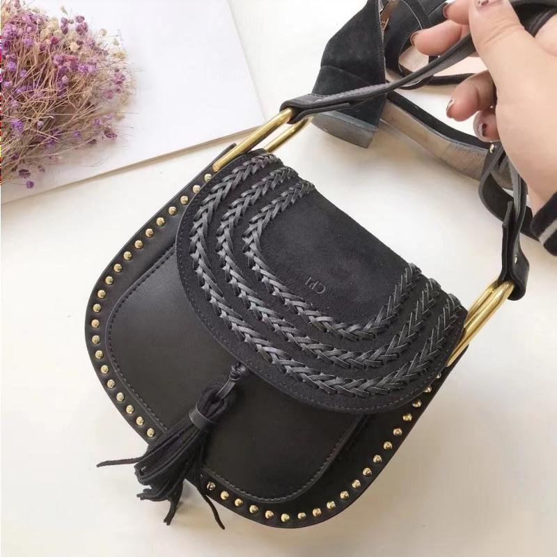 

Totes Retro vintage husdon Saddles Tassel bag Luxury tote woody handbag Magnetic buckle Designer mens women's Cowboy Leather brand Bvrh, Black