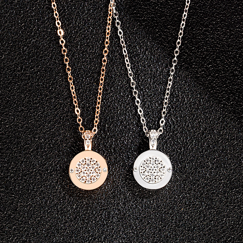 

S925 Sterling silver Pendant Necklaces Positive and negative Double sided white fritillation black agate letter B necklace round brand diamond-encrusted chain