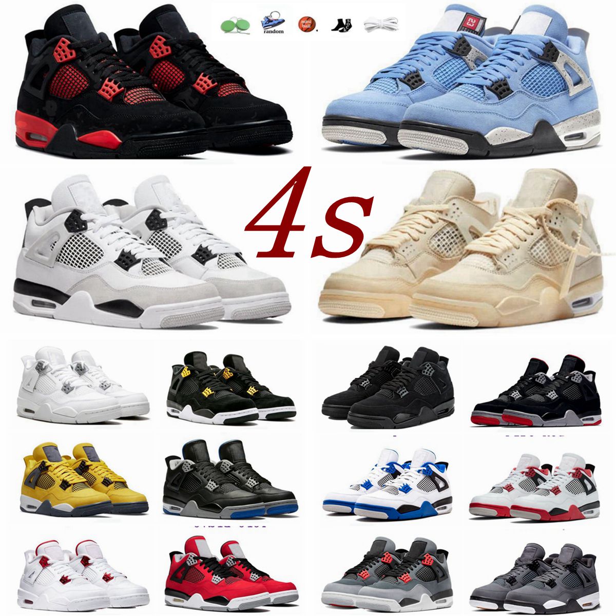 

basketball shoes 4s Military Black Cat Sail Red Thunder White Oreo Cactus Jack Blue University Infrared Cool Grey sports sneakers Men women brand Sports Shoes, 20
